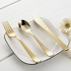 144 Pack Gold Premium Plastic Cutlery Disposable Silverware Set - 48 Forks, 48 Knives, 48 Spoons - For Catering, Parties, Dinners, Weddings, and Everyday Use, Plastic box packaging