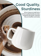 Teocera Coffee Mugs Set of 4-12oz Chip-Resistant Ceramic Cups with Ergonomic Handle | Dishwasher & Microwave Safe White Mugs | Keeps Beverage Hot, Perfect for Family Kitchen & Holiday Gifts