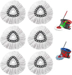 6Pcs Spin Mop Replacement Heads, White Large 360° Easy Wring Spin Mop Head 100% Microfiber Refill, Easy Cleaning Mop Head Replacement, Machine Washable for Easy House Cleaning Floor Mopping