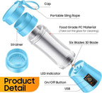 Portable Blender for Smoothies & Shakes - Personal Blender with 12Oz Traveling Cup, BAP Free, 6 Stainless Steel Blades, Freshly Squeezed for Office/Picnic/Sports
