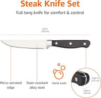 Amazon Basics 8-Piece Kitchen Steak Knife Set, 4.5", Black
