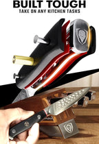 Dalstrong Knife Block Set-5pc-Shogun Series ELITE-High-Carbon Japanese Steel-Black G10 Handles-Acacia Wood- Damascus-Kitchen Knife Set with Block-Professional Cutlery Set-Men's Valentines Gift