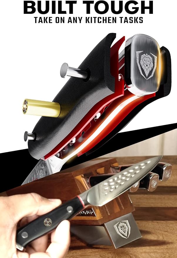 Dalstrong Knife Block Set-5pc-Shogun Series ELITE-High-Carbon Japanese Steel-Black G10 Handles-Acacia Wood- Damascus-Kitchen Knife Set with Block-Professional Cutlery Set-Men's Valentines Gift