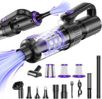 Car Vacuum Portable Cordless, 20000Pa Mini Vacuum Cleaner & Air Duster, 130W Brushless Motor Handheld Vacuum Cordless with LED Light, 7800mAh Battery, Multi-Nozzles for Car, Office, Home, Pet