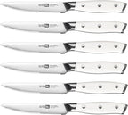 Klaus Meyer Stahl High Carbon Exclusive German Steel 4.5 inch 6 Piece Steak Knife Set (White)