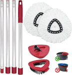 Mop Head Replacement, Base, Mop Handle for Ocedar EasyWring 1-Tank System, 2 Microfiber Mop Refills, Extendable Length 30-59" Mop Handle, Base and Scrubber for All Hard-surfaced Floor