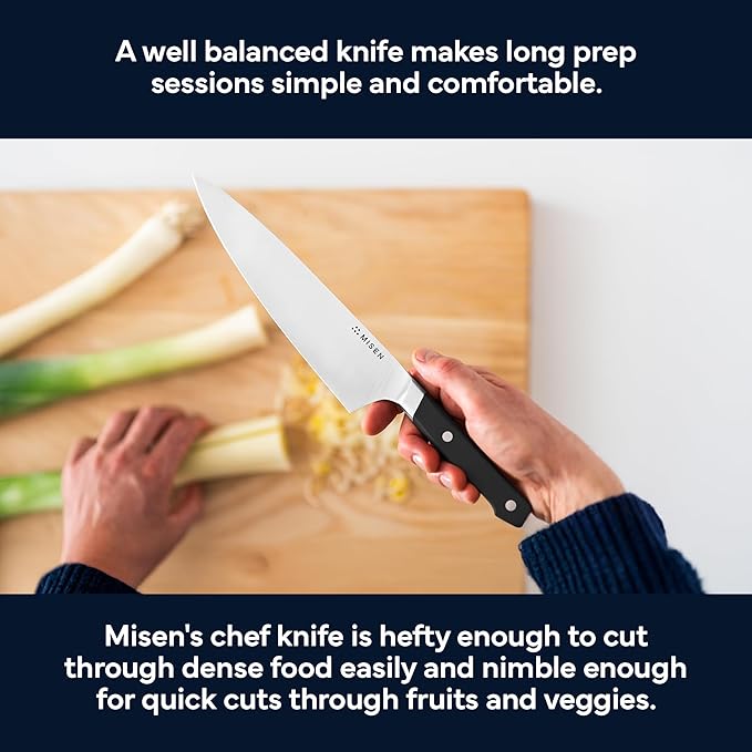 Misen 8" Chef Knife – High Carbon Japanese AUS-10 Stainless Steel – Hybrid German & Japanese Blade – Precision Kitchen Knife for Professionals & Home Cooks – Ultimate Cutting Performance - Black