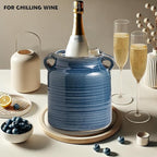 Ceramic Rustic Distressed Blue Flower Vase for Centerpieces, Kitchen, Office or Living Room (5.9''x6.3'')