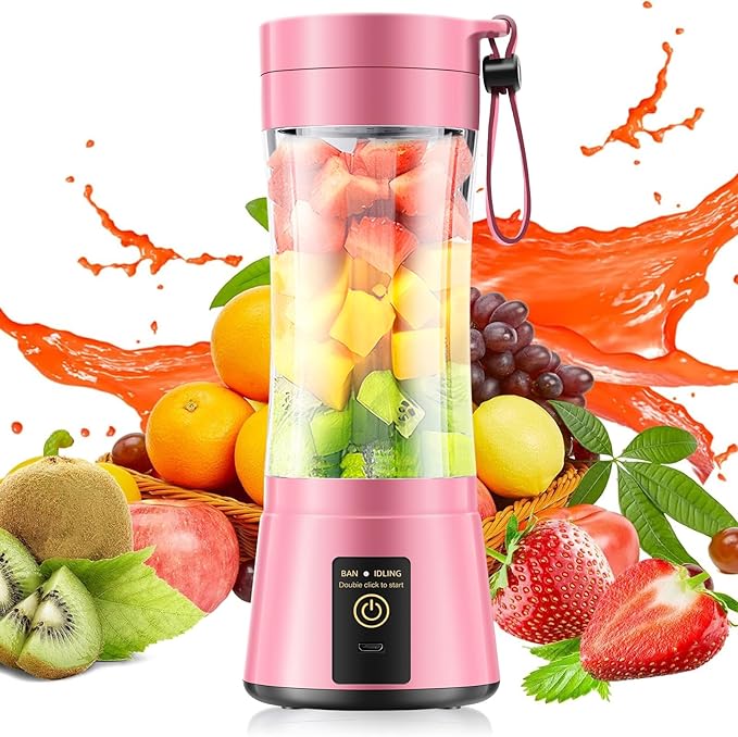 Portable Blender Make Shakes and Smoothies - USB Rechargeable Personal Size Mini Blender Freshly Squeezed, 380Ml BPA Free Travel Cup in Picnic/Office/Gym