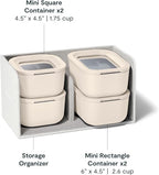 Caraway Mini Food Storage 9pc Set - Glass Storage Containers for Food - Non-Toxic Ceramic-Coated Glass - Air Release Technology - Compact & Stackable Design - Cream