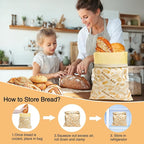 2 PCS Reusable Beeswax Bread Bags for Homemade Bread, Large Capacity Cotton Beeswax Bags, Keep Fresh, Refrigerable, Easy to Clean for Sourdough Storage Baking