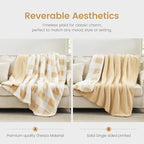 Cozy Bliss Luxury Sherpa Throw Blanket for Couch, Premium Reversible Buffalo Plaid Thick Throw, Warm Cozy Soft Blanket for Home and Gifts (Beige, 60" x 80")