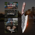 Huusk Viking Knife with Sheath - Hand Forged Boning Knife for Meat Cutting, Japanese Chef Knives for Kitchen, Outdoor Camping, Christmas Gifts Idea