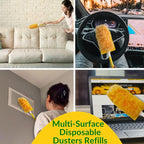 Duster Refills,Static Dust Removal Brush Disposable Dusting Head Compatible with Swiffer Duster Refills for Electronics, Furniture, Blinds, Ceiling Fans (Yellow(30 Refills+1 Handle), 30 PCS)