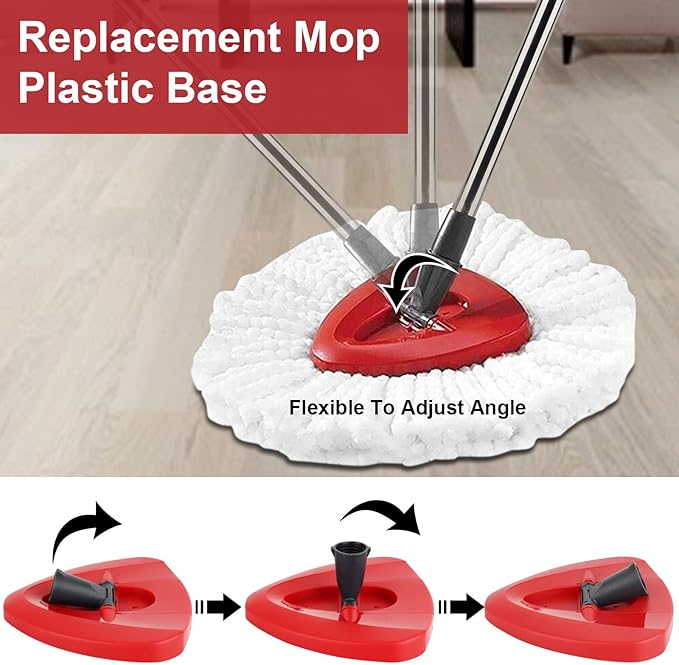 Spin Mop Handle,Head,Base Replacement Compatible with O-Cedar Easywring Microfiber Spin Mop - Replace 30-58in Stick/Pole+5Head Refill+1Base for Ocedar/O Cedar Easy Wring Spinning Mop Only 1Tank System