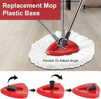 Spin Mop Handle,Head,Base Replacement Compatible with O-Cedar Easywring Microfiber Spin Mop - Replace 30-58in Stick/Pole+5Head Refill+1Base for Ocedar/O Cedar Easy Wring Spinning Mop Only 1Tank System