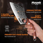 Huusk Hand Forged Meat Cleaver - Butcher Knife for Meat Cutting, Japanese Kitchen Viking Knife with Sheath, Cooking Knives for Kitchen and Outdoor Camping, Thanksgiving Christmas Gifts