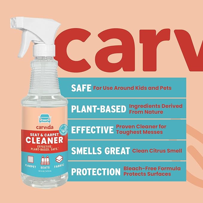 Seat & Carpet Instant Cleaner - Stain Remover Spray for Automotive Fabric Seats and Carpets, Grapefruit Scent, 16oz