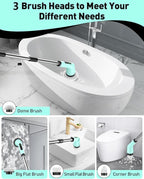 Electric Spin Scrubber for Cleaning Bathroom, Shower Scrubber Cordless Cleaning Brush with IPX7 Waterproof & 2 Speed, 3 Brush Heads, Bathroom Cleaning Supplies for Toilet Shower Tub Mint Green