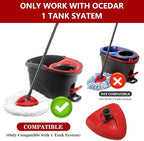 Easywring 1-Tank System,Mop Replacement Heads for O-Ceda Mop Replace Head, Spin Mop Heads Replacements, Microfiber Spin Mop Refills, Easy Cleaning Mop Head Replacement (Red Mop Base 1pcs)