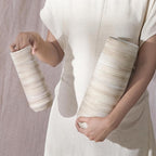 ALMA 9 Inch White Ceramic Flower Vase for Lego Flower Bouquet|Small Pampas Grass Vase for Home Decor,Tabletop, Bookshelf, Mantle,Living Room