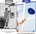 Ceiling Fan Cleaner Duster Reusable Microfiber Ceiling Fan Blade Cleaner Removable Duster with Extension Pole Adjusts 13 to 49.7 Inch for Cleaning Walls Furniture Door Window Top (Dark Blue)