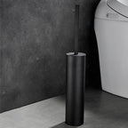 Freestanding Luxury Toilet Brush 304 Stainless Steel Toilet Brush and Holder 19-Inches Tall Round Rust Resistant Anti-Odor and Easy to Clean with Matte Black Finished