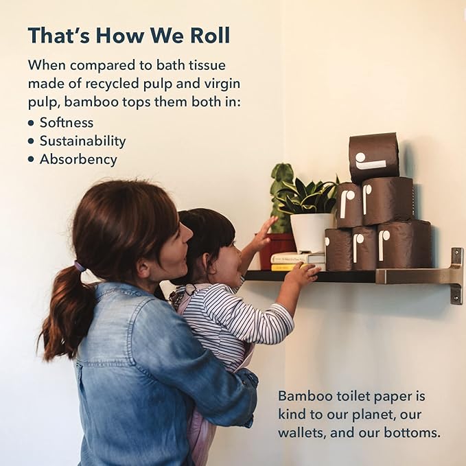 Bulk Reel Premium Toilet Paper - 2 Pack - 48 Rolls of Toilet Paper - 3-Ply Made From Tree-Free - Zero Plastic Packaging