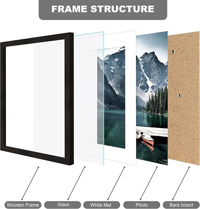 10x13 Picture Frames with Real Glass - Display 8.5x11 Diploma with Mat or 10 x 13 Photo without Mat, Wall or Table Top Display(Black, 1 Pack)