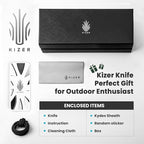 Kizer Scuttler Fixed Blade Knife with Sheath, 2.05 Inch D2 Steel Lightweight EDC Knife, D2 Handle Fixed Blade Hunting Knives, Small Survival Camping Knives, 1058A1