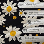 White Daisy Flowers Blanket - Soft Lightweight Cozy Floral Flannel Throw Blanket for Adults Kids Women Girls, Warm Fuzzy Blankets for Couch, Bed, Travel, Outdoor Use, Home Decor 60×50 in