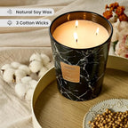 M&SENSE LeatherNight Scented Candles for Home, 3-Wick Highly Scented Jar Candles, Extra Large Candle 35 Oz 150 Hours Long Lasting Burning, Relaxing Aromatherapy Candle for Stress Relief, Meditation