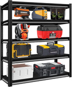 Garage Storage Shelves Heavy Duty, 48”W Shelving Units and Storage Rack, 2800LBS Loads Shelving Units, Adjustable 5-Tier Metal Shelves for Industrial Storage, 48”W×18”D×78”H,Black
