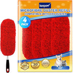 KEEPOW 4 Pack Microfiber Heavy Duty Reusable Duster Refills Compatible with OXO Duster, Microfiber Dusters for Cleaning Compatible with OXO Microfiber Duster for Ceiling(Handle is Not Included)