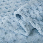 HOMRITAR Baby Blanket for Boys or Girls 3D Jacquard Fluffy Fuzzy Soft Warm Cozy Flannel Fleece Warm Blanket for Nursery, Stroller Toddler Bedding (30 x 40 Inch, Blue)