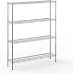 14" Deep x 60" Wide x 74" Height Wire Shelving Kit | 4-Tier | NSF Commercial Storage Rack Unit