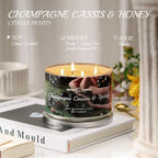 Over 50 Hours Jar Candle - 4-Wick Long-Lasting Scented Candles, 18oz Natural Soy Wax Candle for Home, Candle Gifts for Women & Men, Champagne Cassis & Honey