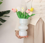 JSPYFITS Glass Hydroponic Flower Vase, 7 Inches Colored Glass Bubble Vases for Flower, Three-Layer Glasses Funky Vase for Home/Office/Weddings/Party Table Flower Decor (White)