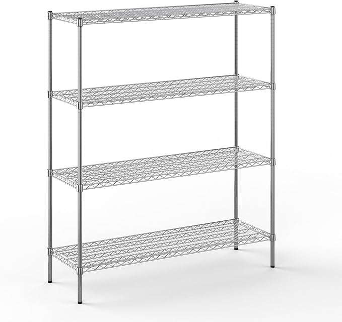 18" Deep x 54" Wide x 64" Height Wire Shelving Kit | 4-Tier | NSF Commercial Storage Rack Unit