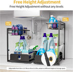 2 Pack Under Sink Organizers, Height Adjustable Under Sink Organizers And Storage, 2 Tier Pull Out Drawer Sturdy Metal Cabinet Organizer For Kitchen Bathroom Pantry