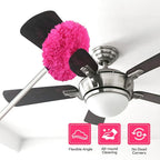 Ceiling Fan Cleaner Duster Reusable Microfiber Ceiling Fan Blade Cleaner Removable Duster with Extension Pole Adjusts 13 to 49.7 Inch for Cleaning Walls Bookshelves Furniture Door Window Top (Rosy)