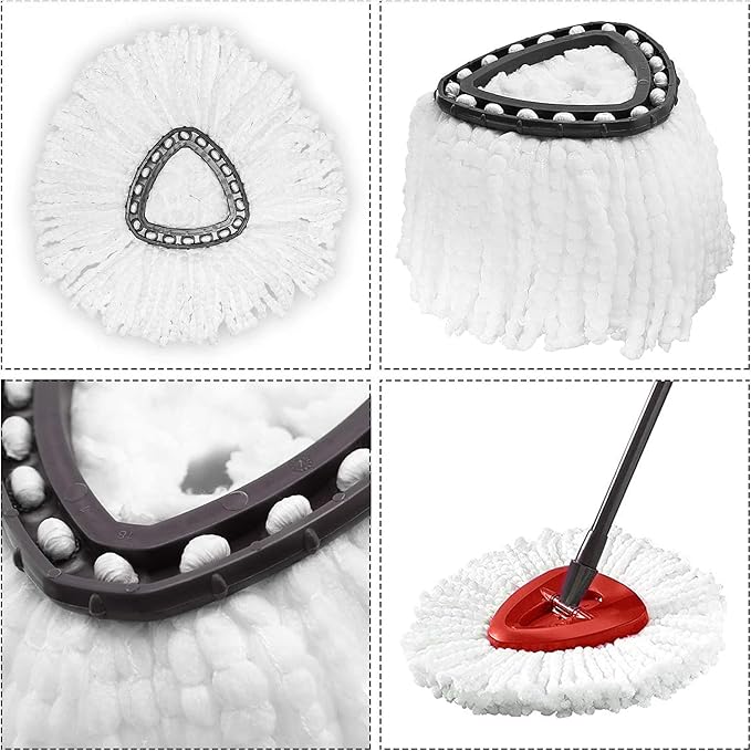 4 Pack Spin Mop Replacement Heads, Microfiber Spin Mop Refills, Easy Cleaning Mop Replace Heads for Floor Cleaning