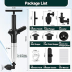 Toilet Plunger Drain Clog Remover, High Pressure Air Drain Remover Tool with Real-Time Barometer, Stainless Steel Clog Toilet Cleaner for Bathroom Kitchen Commercial Floor Sink(Black)