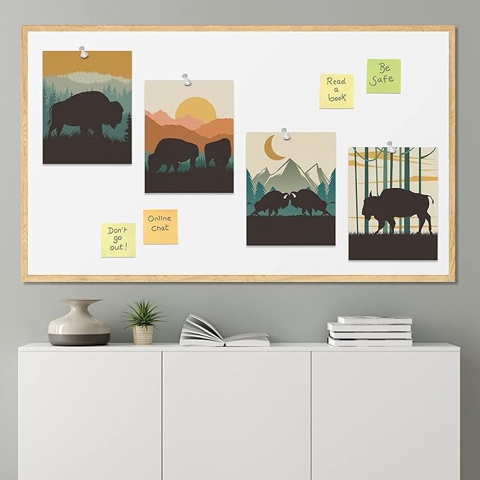 SIGNWIN Poster Bathroom Decor 8"x10"x 4, Wall Art Room Decor Multicolor for Living Room, Bedroom, Office Country Farmhouse Vibrant Bison Silhouette Nature Wilderness Animals Decorative Chic