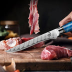 6-Inch Boning Knife, VG10 Damascus Steel Core, Ultra-Sharp Fillet Knife for Fish & Meat Cutting, Ergonomic Blue Resin & Wood Handle, Ideal Gift for Chefs and Cooking Lovers