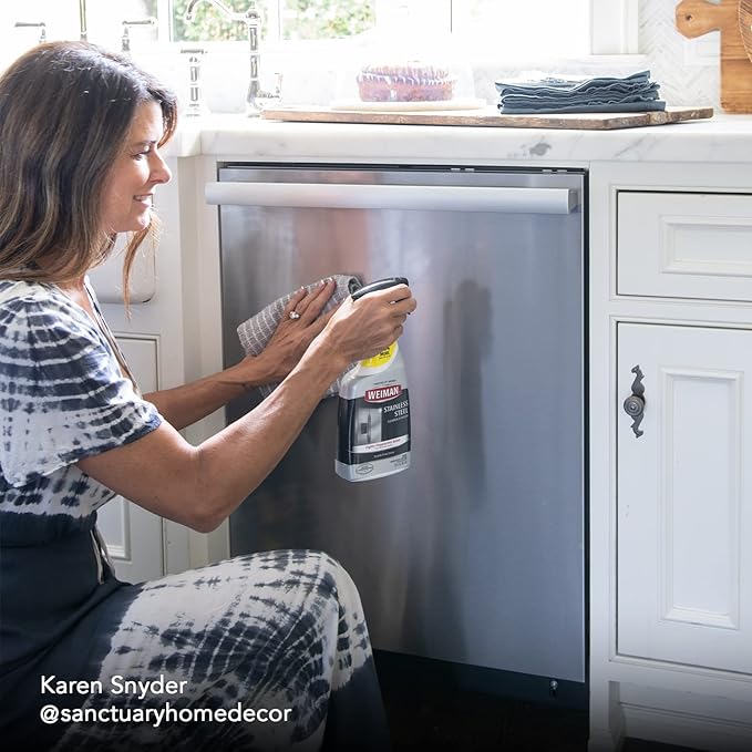 Weiman Stainless Steel Cleaner and Polish - Protects Appliances from Fingerprints and Leaves a Streak-Free Shine for Refrigerator, Dishwasher, Oven, Grill, 22 oz, 6 Pack