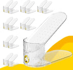 Shoe Slots Organizer, Adjustable 15 Pack Shoe Stacker for Closet Storage, Clear Double Layer Space Saver, Durable and Stackable Shoe Holder for Sneakers Heels and Flat