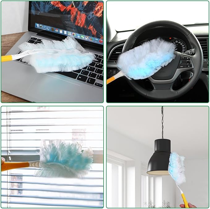 Duster Refills,Static Dust Removal Brush Disposable Replacement Head Compatible with Swiffer Duster Refills for Electronics, Furniture, Blinds, Ceiling Fans (Blue, 18 PCS)