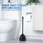 uptronic 2 Pack Toilet Plunger with Holder, Unique Plunger with All-Angle Design, Plungers for Bathroom for 5.7-inch Toilet Drain, Toilet Plunger Heavy Duty-Black