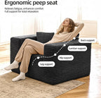 Single Cloud Sofa, Giant Bean Bag Chair with High Backrest & Wider Armrest, Foam Boneless Couch for Oversized Spaces, Comfy Furry Sofas with Pillows for Living Room, Bedroom, Apartment, Dorm, Office